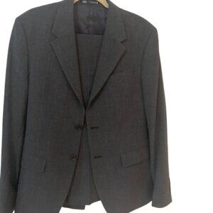Zara Men’s Grey Patterned SlimFit Suit – Jacket & Pants, Size 40 and Pant 34